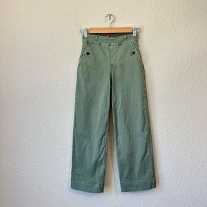 SPANX Stretch Twill Cropped Wide Leg Pant in Olive Oil